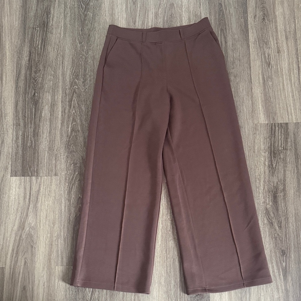 OGL Chocolate Brown Women's Trousers Size Large Highrise Wide Leg Pants